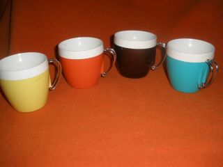 Set Of 4 Vintage Nfc Thermal Mugs - Differrent Colors