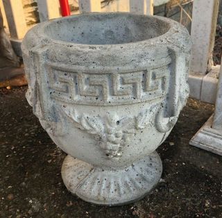 Vintage Grecian Style Junior Concrete Planter,  Urn,  Flower Pot 9 1/2