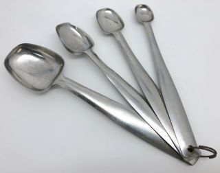 Vintage Stainless Steel Measuring Spoons; 1 Tbsp 1 Tsp 1/2 Tsp 1/4 Tsp (rf980)