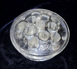 Vintage 3 " 11 - Hole Domed Clear Glass Flower Frog