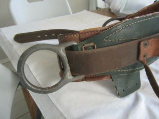 $Reduced$ Vintage ' 78 KLEIN TOOLS Heavy Leather Pole Tree Climbing BELT 42 