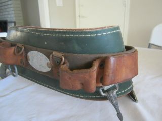 $Reduced$ Vintage ' 78 KLEIN TOOLS Heavy Leather Pole Tree Climbing BELT 42 