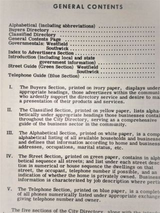 Westfield,  Massachusetts Address/Business Directory 1977 & Southwick 3