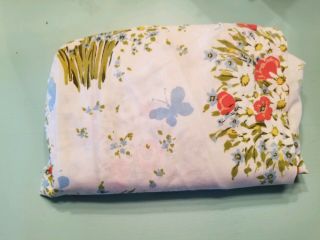 Vintage White W/multicolored Floral Print,  Full Size Fitted Bed Sheet,  So Cute