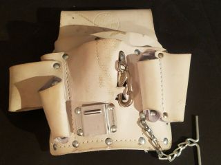 Vintage White Klein Tools Leather Pouch 5178