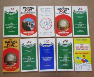 10 X Vintage Kempton Horse Racing Programmes / Racecards From The 1980/90s