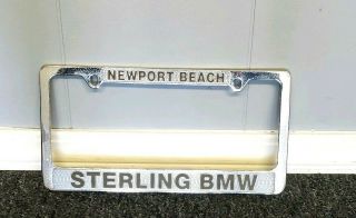Vintage Newport Beach,  California Sterling Bmw Metal Chrome License Plate Frame