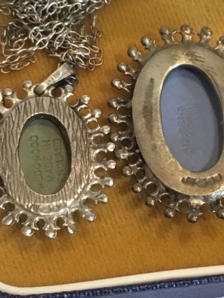 Vintage Wedgwood Green Jasper Ware Hallmarked Silver Pendant & Chain,  1 Blue 2