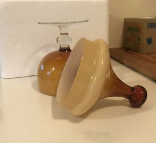 Vintage Empoli Butterscotch Cased Glass Amber Pedestal Apothecary Jar 5