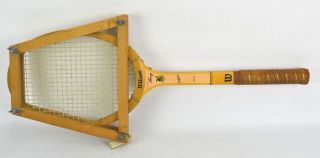 Vintage Wilson Billie Jean King Wood Tennis Racquet 4.  5 Racket Frame Press 4 1/2