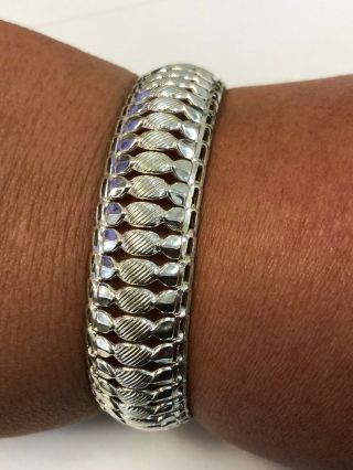 Vintage Milor Made In Italy Sterling Silver 925 Thick Diamond Cut Bracelet 7.  5 "