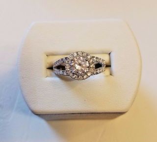 Ladies 925 Silver Round Cubic Zirconia Halo Vintage Design Ring 6 ($399) Estate
