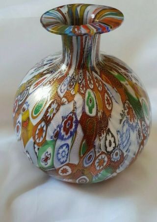 Vintage Murano Fratelli Toso Millefiori Glass Vase Approximately 4 " High