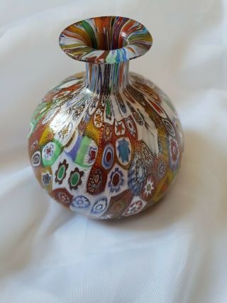 Vintage Murano Fratelli Toso Millefiori Glass Vase approximately 4 