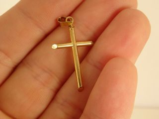 Hollow Vintage 9ct Gold Cross Pendant Charm Religious Gift 3cm Italy Hm 1152n