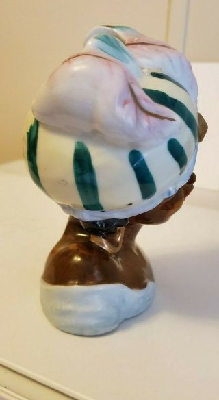 Vtg Japan Lady Head Vase African with hat 5 1/2 