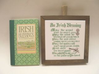 Vintage An Irish Blessing Tile Wall Hanging (key Safe) & Irish Blessings Booklet