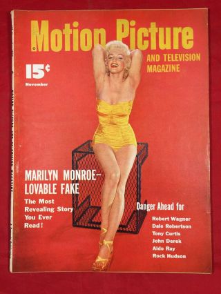 Vtg Motion Pictures Mag 1953 Hollywood Glamour Marilyn Monroe Girlie Pinup Cover