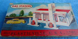 Vintage O Gauge Plasticville Gas Station In The Box