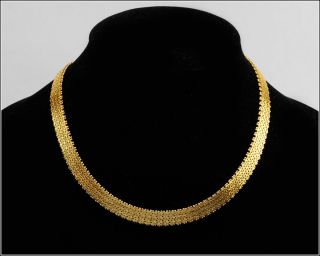 Vintage Itaor Italy Gold Plated Sterling Silver Chevron Link Necklace,  Size 17 "