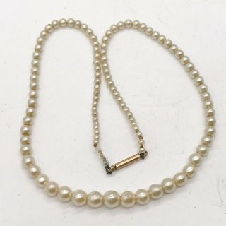 Vintage Solid 9ct Gold Clasp Pearl Bead Pretty Ladies Necklace