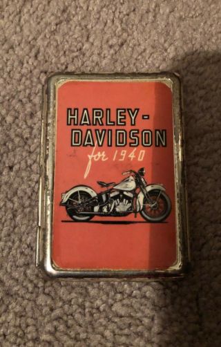 Vintage Harley Davidson Tin Cigarette Case Metal Box Hd Motorcycles