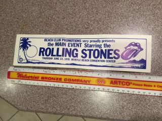 Rolling Stones 1978 Tour Vintage Bumper Sticker Myrtle Beach