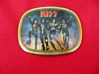 Vintage Kiss Destroyer Belt Buckle " 1977 " Pacifica Mfg.  L.  A.  Cal.  90245