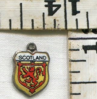 Vintage Sterling Bracelet Charm 105228 Enameled Travel Shield Scotland $16.  00
