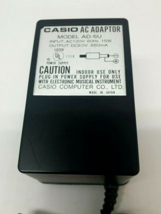 Casio AD - 5U Power Supply AC Adapter for Vintage 9V CT MT HT HZ CZ SA Keyboards 2