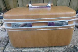 Vtg Samsonite Hardshell Train Case Make - Up Bag Luggage W/ Keys,  Tray,  & Mirror