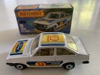 Vintage Lesney Matchbox 1978 No.  9 Ford Escort Rs2000 White Shell Dunlop Boxed