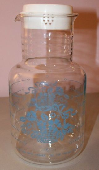 Vintage Pyrex Corning Glass Carafe Pitcher Cornflower Blue 7520 2qt 2l Guc Htf