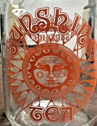 Anchor Hocking Usa Sunshine Sun Tea 2 Quart Jar With Recipe Sun Burst Vtg No Lid