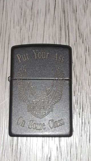 Vintage Zippo Harley Davidson " Put Your Ass On Some Class " Lighter