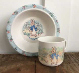 Vintage Peter Rabbit Toddler Cup And Bowl Set Eden 1996 Melamine Beatrix Potter