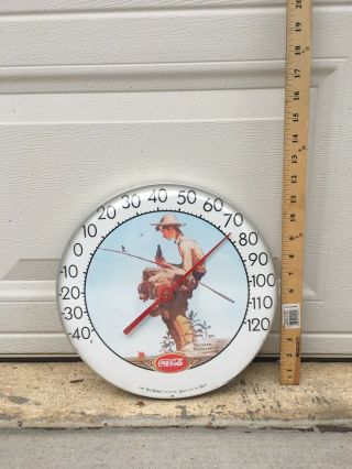 Vintage Norman Rockwell Coca - Cola Outdoor Thermometer Tru - Temp Dial 12 "