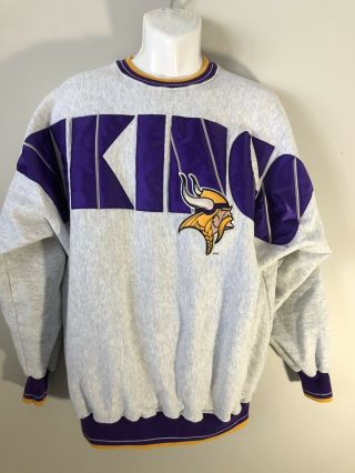 Vintage Minnesota Vikings Legends Athletic Crewneck Sweatshirt Xl Applique