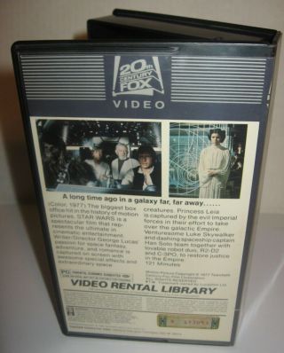 Vintage 1982 Star Wars VHS 20th Century Fox Video Rental Library 1 Serial Stamp 6