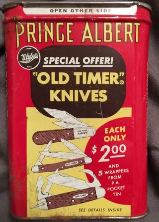 Vintage Prince Albert Tobacco Tin With Advertising Empty Tin