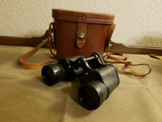 Vintage Nippon Kogaku Mikron 7x35 Binoculars In Leather Case.  Occupied Japan