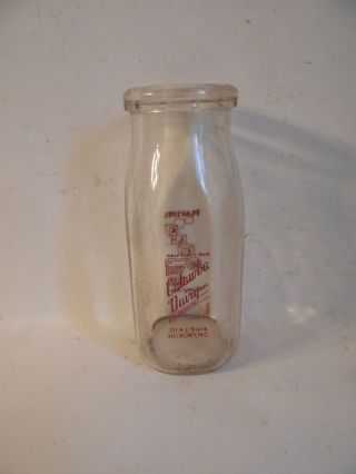 Vintage Catawba Dairy Nc Milk Bottle Red Paint Label 1/2 Pint Advertising