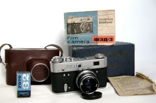 Fed - 3 With Industar - 61 2,  8/52mm Lens Vintage Rangefinder Film Camera M39,  Case