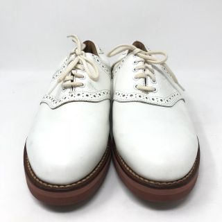 Tommy Hilfiger Mens 7 Golf Shoes Vintage White Leather Saddle Oxford Spikes Flag 2