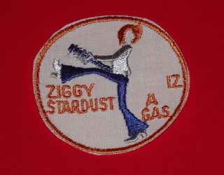 Vintage 1972 David Bowie Ziggy Stardust Iz A Gas Embroidered Jacket Patch Promo