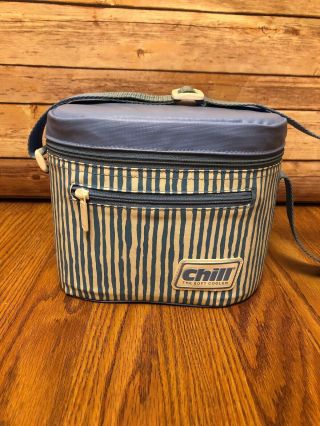 Vintage Chill The Soft Cooler Blue Zebra Stripe Pattern Lunch Bag