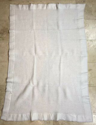 Vintage White Acrylic Thermal Baby Blanket Nylon Binding