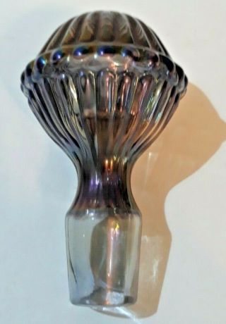Vtg Collectible Grape Amethyst Decanter Carnival Glass Wine Stopper Lid 4.  25 "