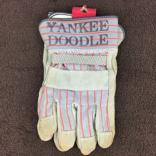 Vintage Yankee Doodle Canvas Stripe Work Gloves Made In Usa