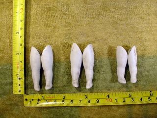 6 X Excavated Vintage Bisque Doll Legs With Loop Hole A Pair 1.  9 " Age 1890 11452